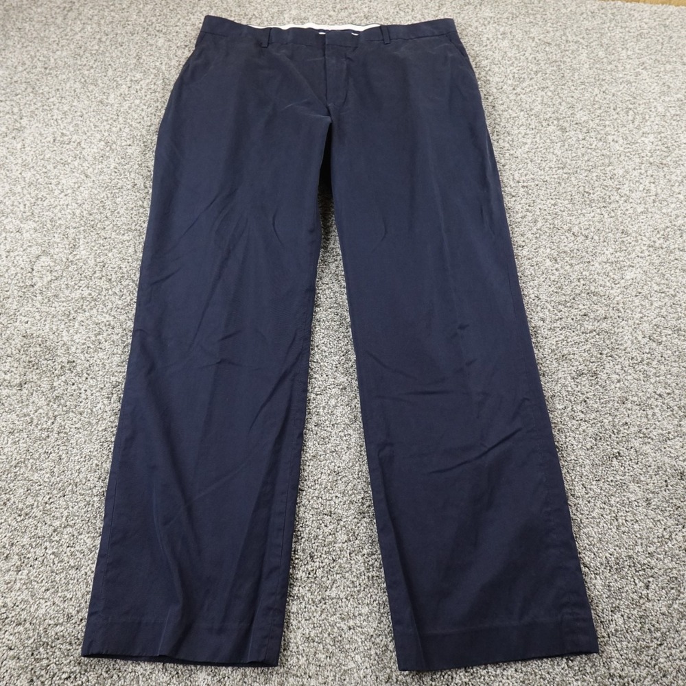 VTG Polo Ralph Lauren Pants Mens 38X32 Blue Silk Chino Trouser Slacks Flat Front